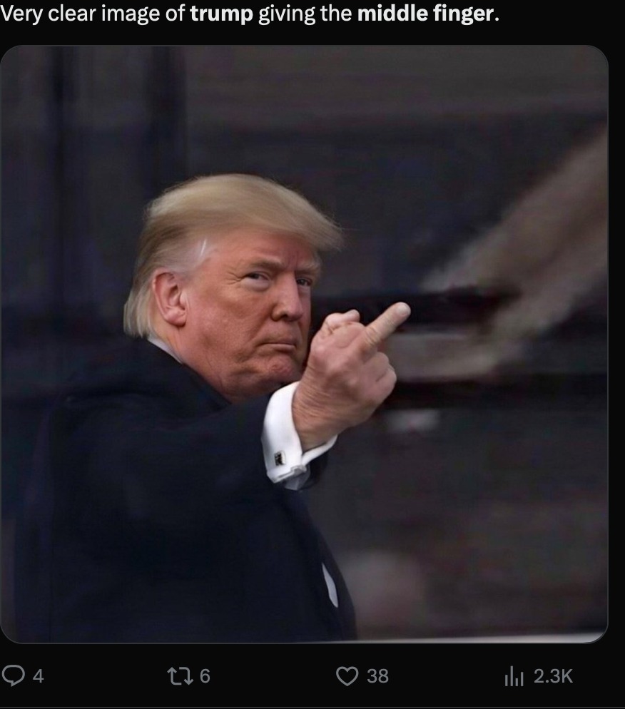 Our classy and distinguished so-called 'President' demonstrating his feeling for Americans.